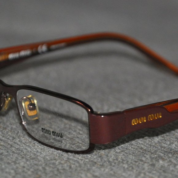 Miu Miu Pink Metal Rectangle Frames Glasses No Box VMU51G 49-16 ZWU-101 135 - Picture 1 of 7